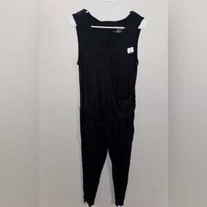 Time and Tru Maternity Nursing Jumpsuit Small S 4-6 Black Wrap Front Pockets